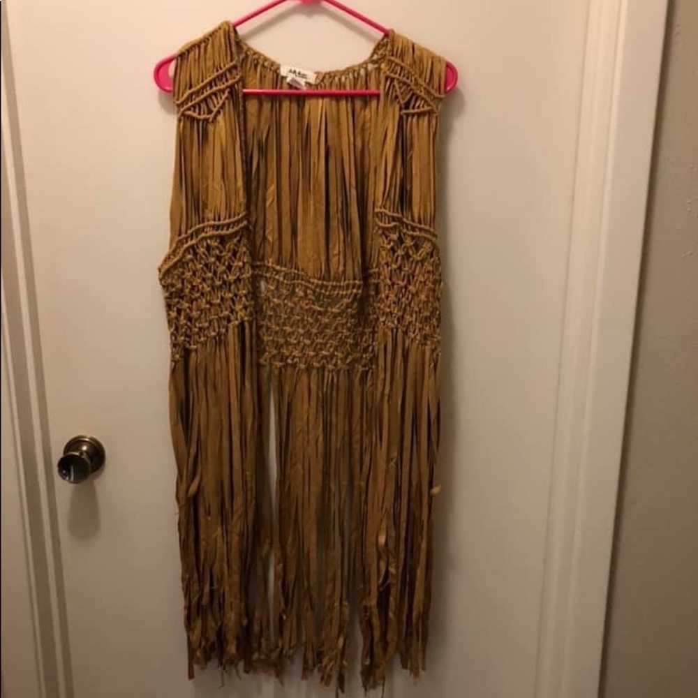 Boho Camel Fringe Vest